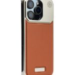 Metallic Vegan Leather Brown Aroma Case for iPhone 15 Pro max.jpg
