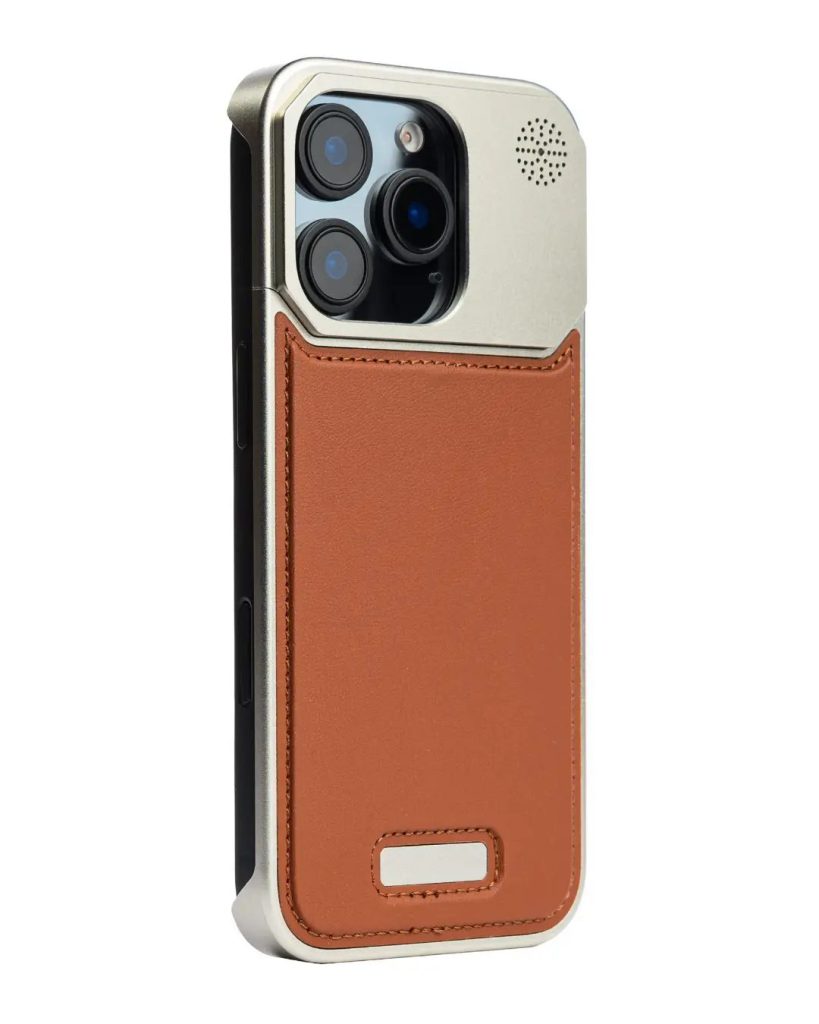 Metallic Vegan Leather Brown Aroma Case for iPhone 15 Pro max.jpg