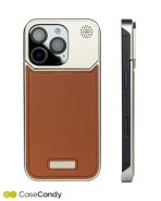 Metallic Vegan Leather Brown Aroma Case for iPhone 16 pro max (3)