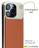 Metallic Vegan Leather Brown Aroma Case for iPhone 16 pro max (4)