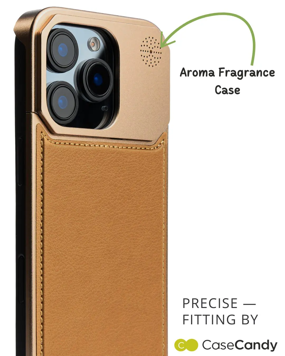 Metallic Vegan Leather Titanium Aroma Case for iPhone 15 Pro Max