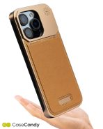 Metallic Vegan Leather Titanium Gold Aroma Case for iPhone 16 pro max (2)