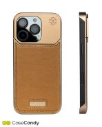 Metallic Vegan Leather Titanium Gold Aroma Case for iPhone 16 pro max (3)