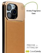 Metallic Vegan Leather Titanium Gold Aroma Case for iPhone 16 pro max (4)