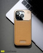 Metallic Vegan Leather Titanium Gold Aroma Case for iPhone 16 pro max (6)