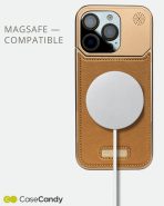 Metallic Vegan Leather Titanium Gold Aroma Case for iPhone 16 pro max (8)