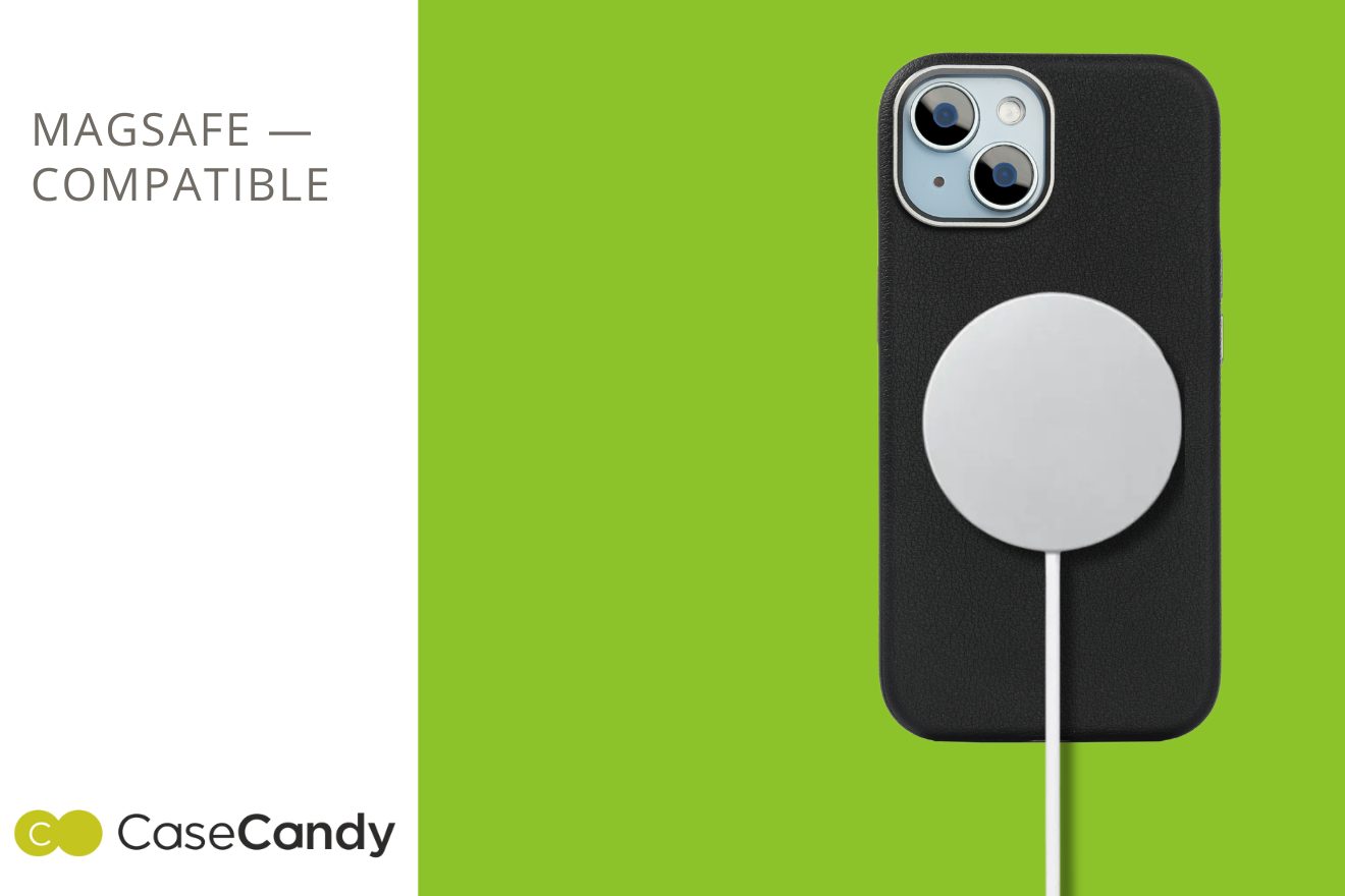 PU Leather Case for iPhone 15 MagSafe Compatible – Black