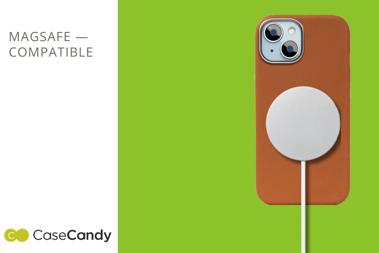 PU Leather Case for iPhone 15 MagSafe Compatible – Brown