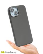 PU Leather Case for iPhone 15 MagSafe Compatible – Gray (2)