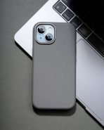 PU Leather Case for iPhone 15 MagSafe Compatible – Gray (5)