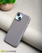 PU Leather Case for iPhone 15 MagSafe Compatible – Gray (7)