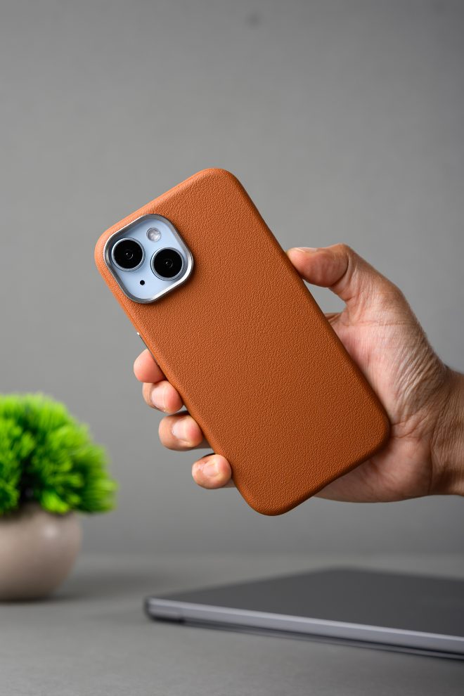 PU Leather Case for iPhone 15 plus MagSafe Compatible – Brown (2)