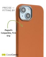 PU Leather Case for iPhone 15 plus MagSafe Compatible – Brown (4)