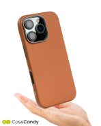 PU Leather Case for iPhone 16 pro max MagSafe Compatible Brown (2)