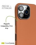 PU Leather Case for iPhone 16 pro max MagSafe Compatible Brown (4)