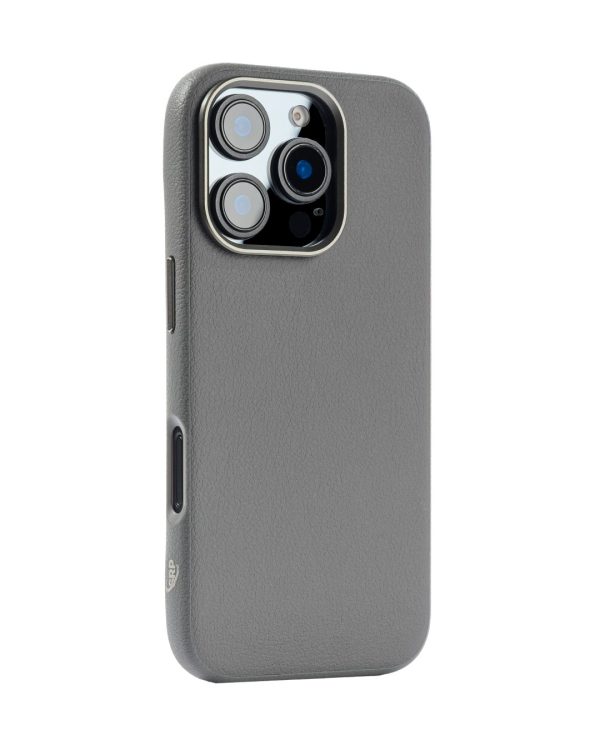 PU Leather Case for iPhone 16 pro max MagSafe Compatible Gray