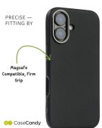 PU Leather Case for iphone 16 plus MagSafe Compatible – Black (4)