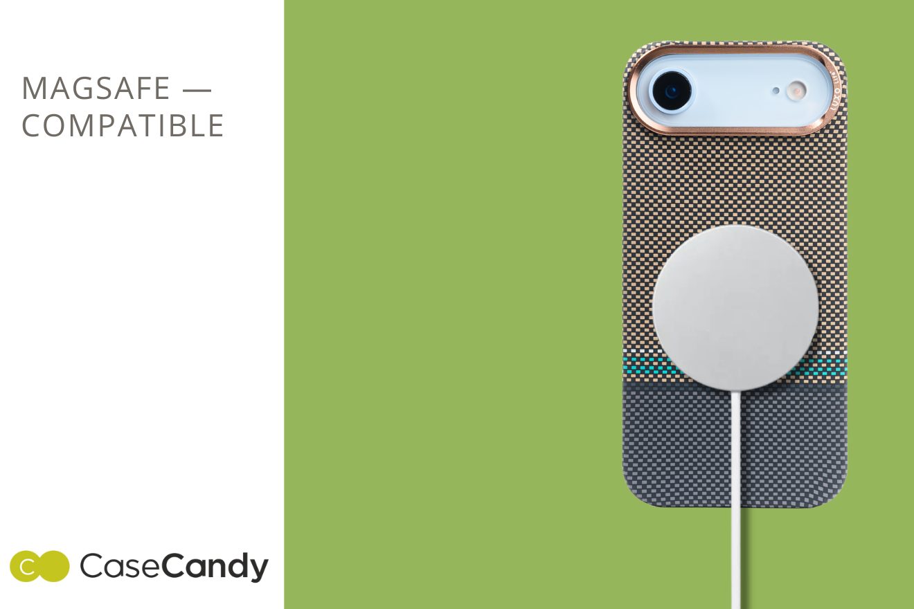 MagSafe Carbon Fiber Case for iPhone 17 Air Golden Pattern