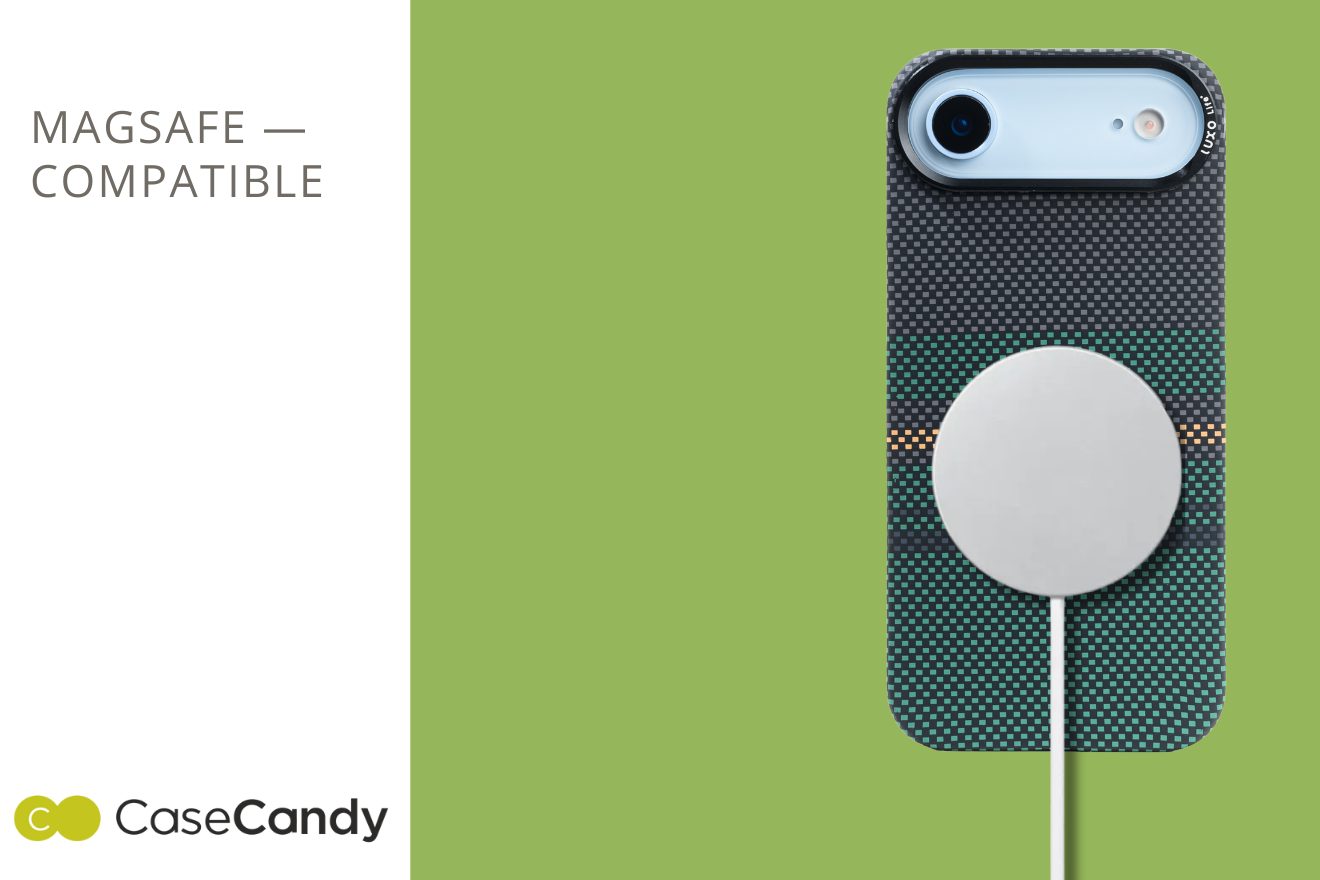 MagSafe Carbon Fiber Case for iPhone 17 Air Green Pattern