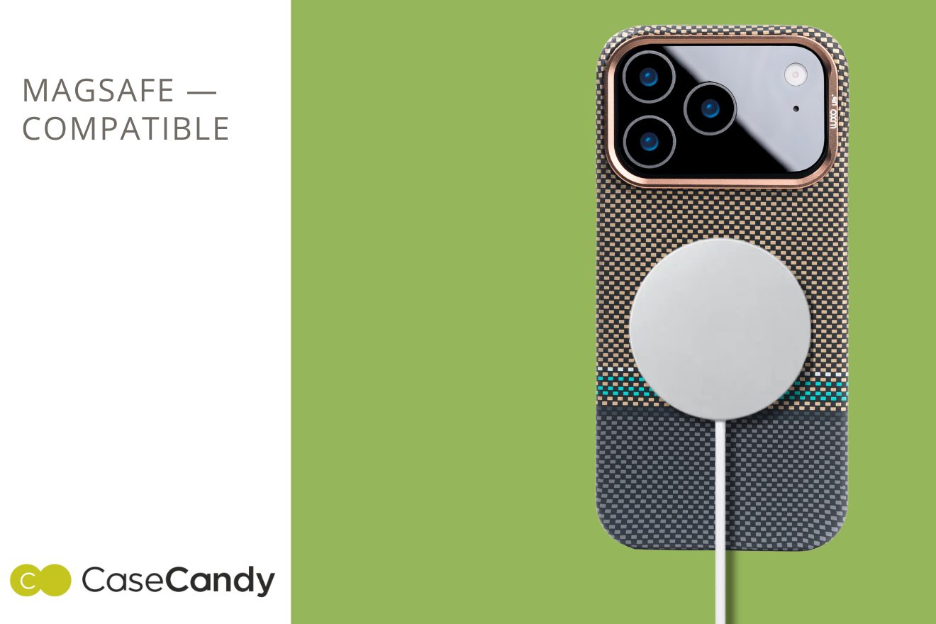 MagSafe Carbon Fiber Case for iPhone 17 Pro 17 Pro Max Gold Pattern