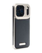 Metallic Vegan Leather Aroma Case for iPhone 17 Pro 17 Pro Max Black