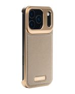 Metallic Vegan Leather Aroma Case for iPhone 17 Pro 17 Pro Max Golden
