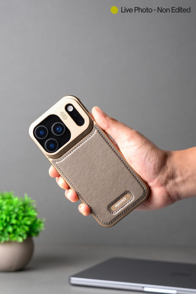 Metallic Vegan Leather Aroma Case for iPhone 17 Pro 17 Pro Max Golden (2)