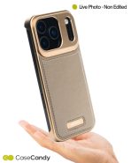 Metallic Vegan Leather Aroma Case for iPhone 17 Pro 17 Pro Max Golden (2)