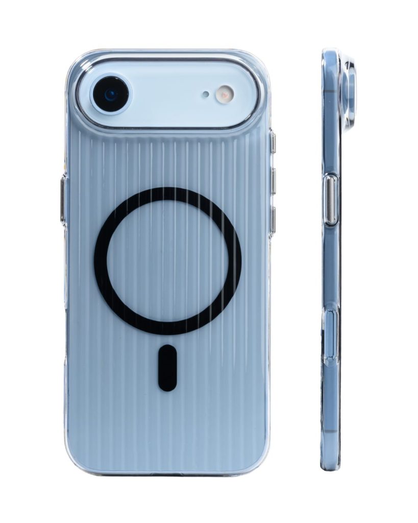 Corrugated Wave Pattern Glossy Case for iPhone 17 Air – Black Pattern