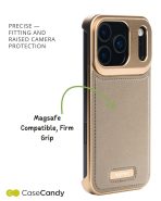 Metallic Vegan Leather Aroma Case for iPhone 17 Pro 17 Pro Max Golden (4)