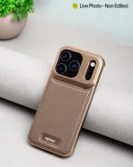 Metallic Vegan Leather Aroma Case for iPhone 17 Pro 17 Pro Max Golden (7)