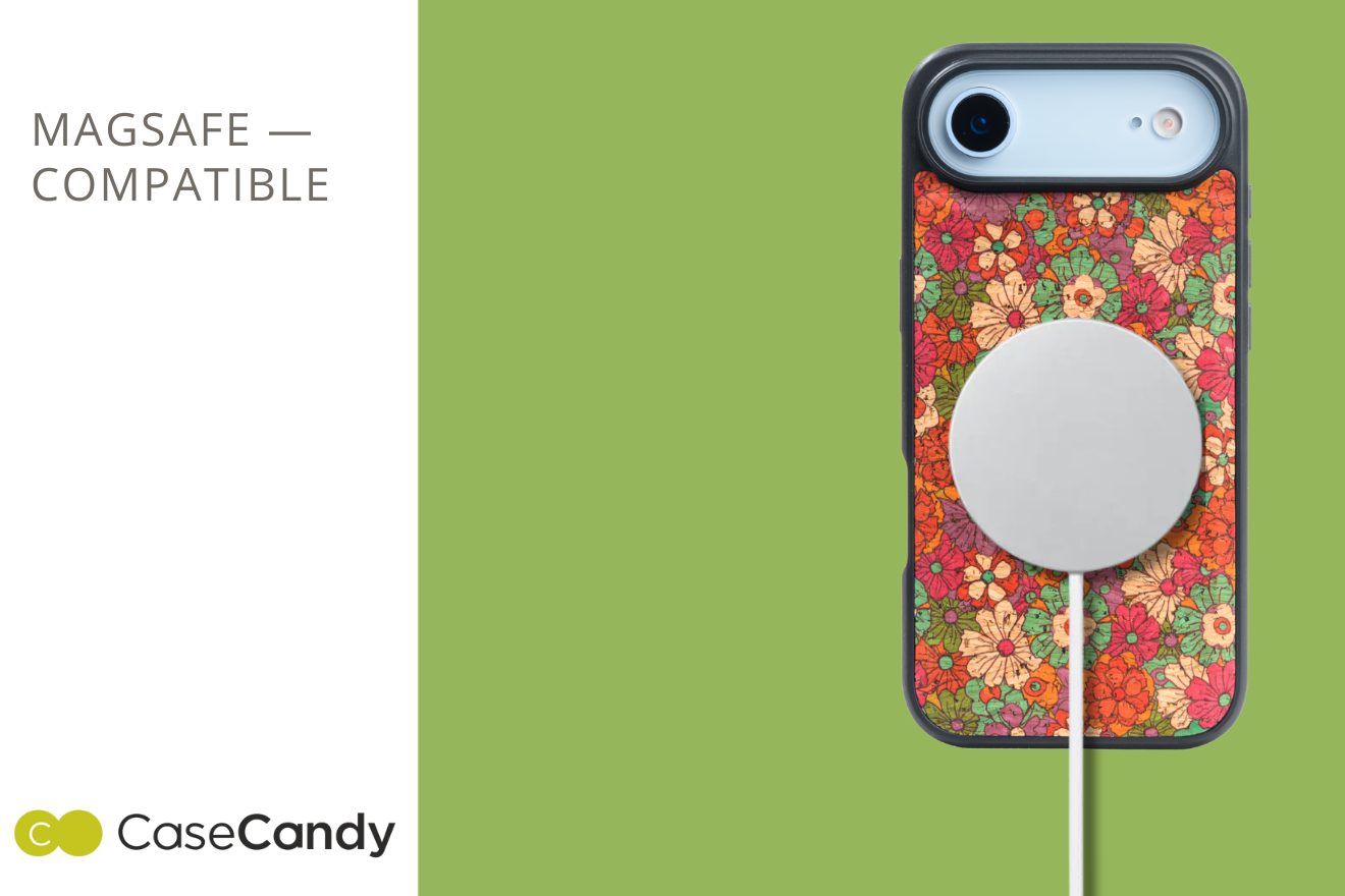 Vintage Floral Red Leather Case for iPhone 17 Air MagSafe Compatible