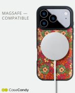 Vintage Floral Red Leather Case for iPhone 17 Pro 17 Pro Max MagSafe Compatible (8)
