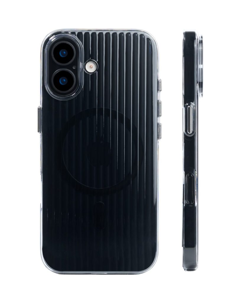 Corrugated Wave Pattern Glossy Case for iPhone 17 – Black Pattern (3)