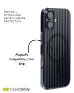 Corrugated Wave Pattern Glossy Case for iPhone 17 – Black Pattern (4)