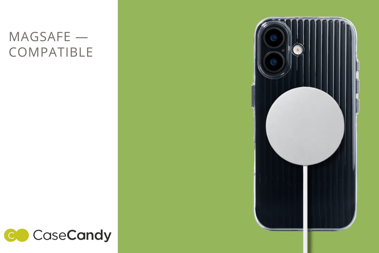 Corrugated Wave Pattern Glossy Case for iPhone 17 – Black Pattern