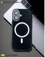 Corrugated Wave Pattern Glossy Case for iPhone 17 – White Pattern (5)