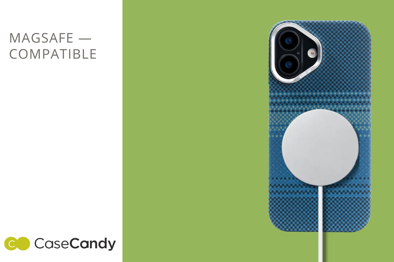 MagSafe Carbon Fiber Case for iPhone 17 Blue Pattern