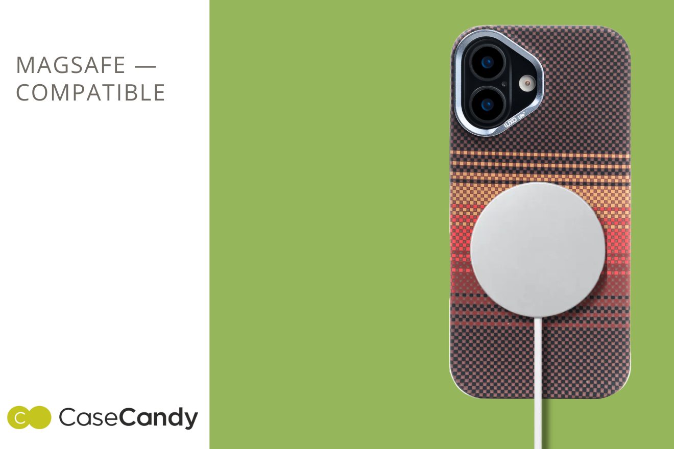 MagSafe Carbon Fiber Case for iPhone 17 Fiery Red Pattern