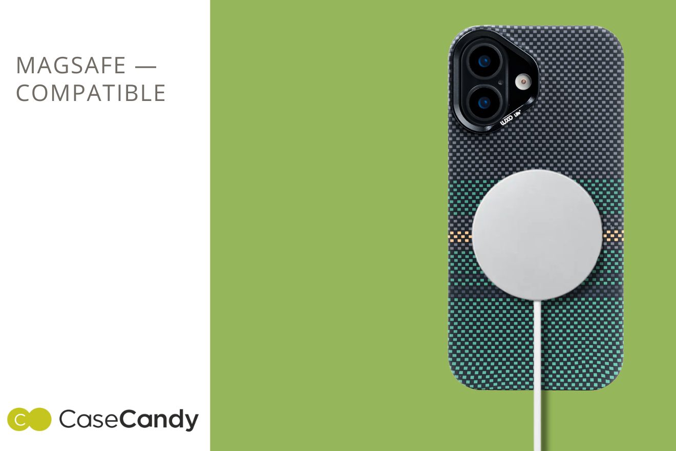 MagSafe Carbon Fiber Case for iPhone 17 Green Pattern